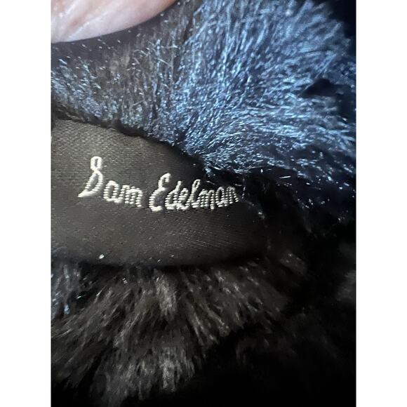 Sam Edelman Boots Women's Size 7.5 Blanche Black Leather Faux Fur Pom Pom Ankle - Picture 13 of 15